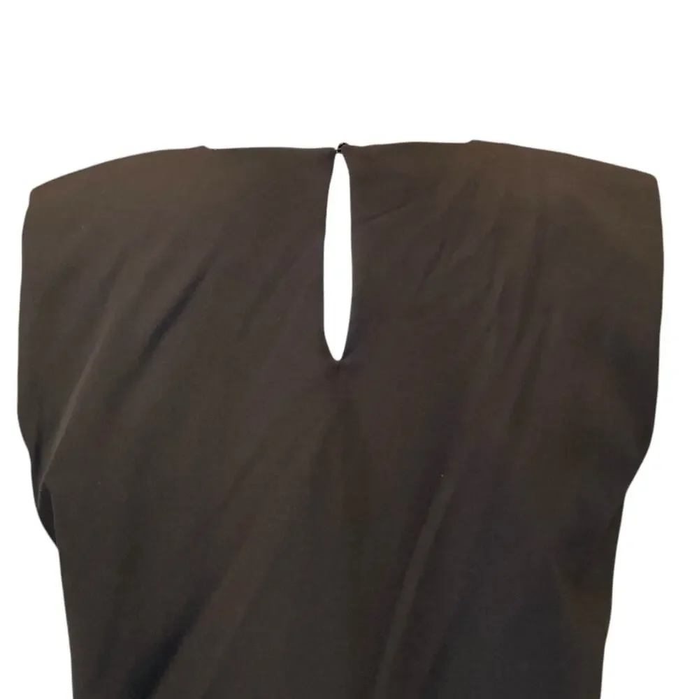Zara Black Structured Shoulder Pad Sleeveless Shift Mini Dress Large